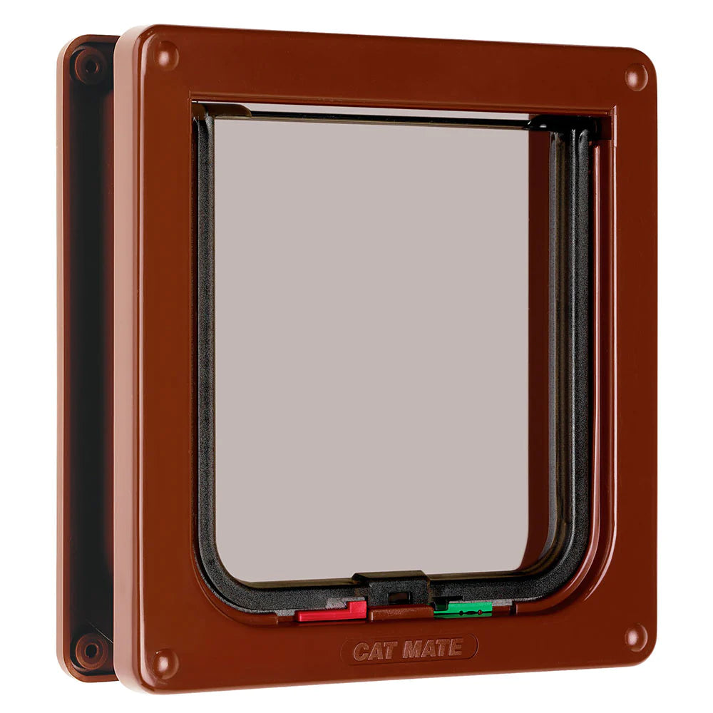 Closer Pets 4-Way Locking, Door Fitting cat flap Brown CP235B