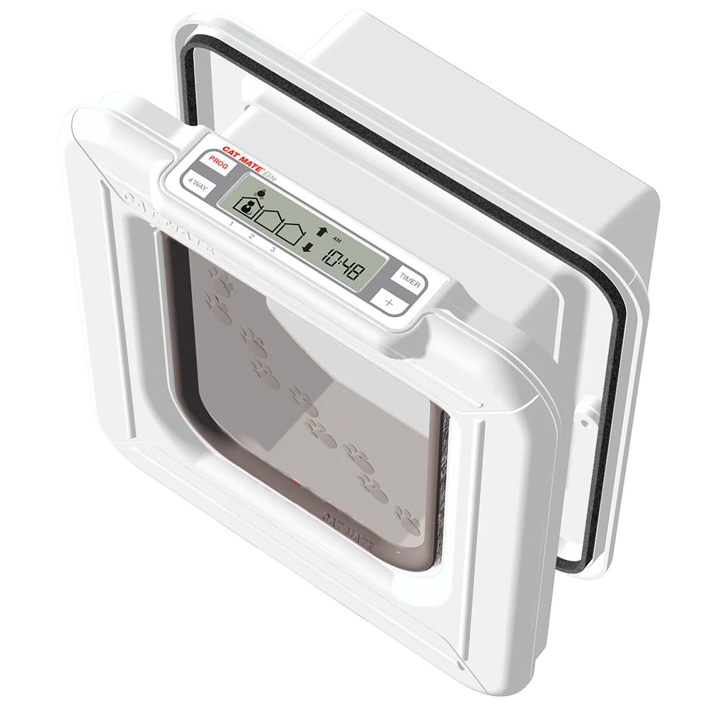 Closer Pets Elite Microchip cat Flap with Timer Control White CP355W