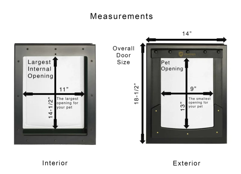 RANGER Pet Door for Doors Black Frame Grey Flap Medium DM-M-BLKGRY