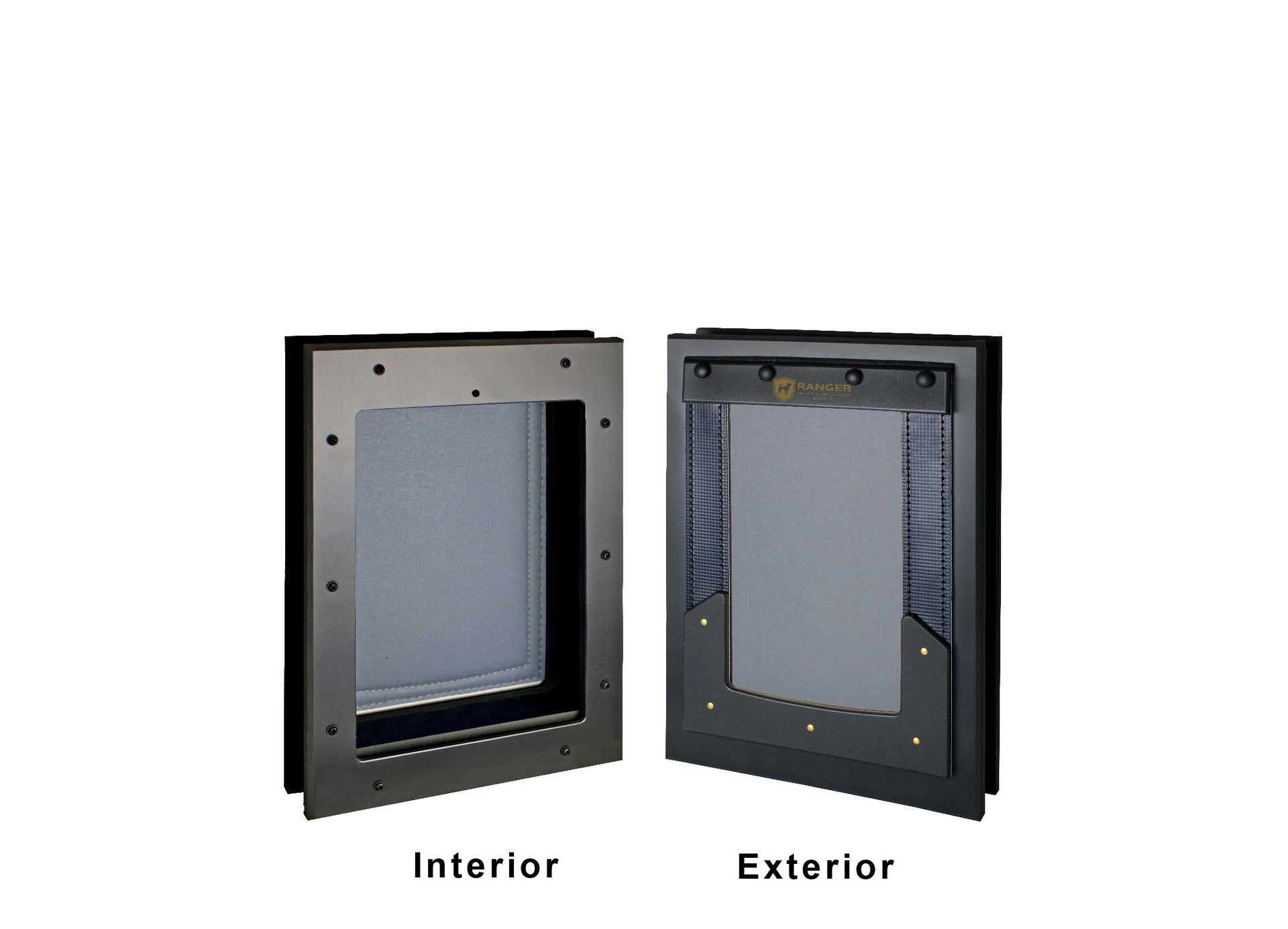RANGER Pet Door for Doors Black Frame Grey Flap Small DM-S-BLKGRY