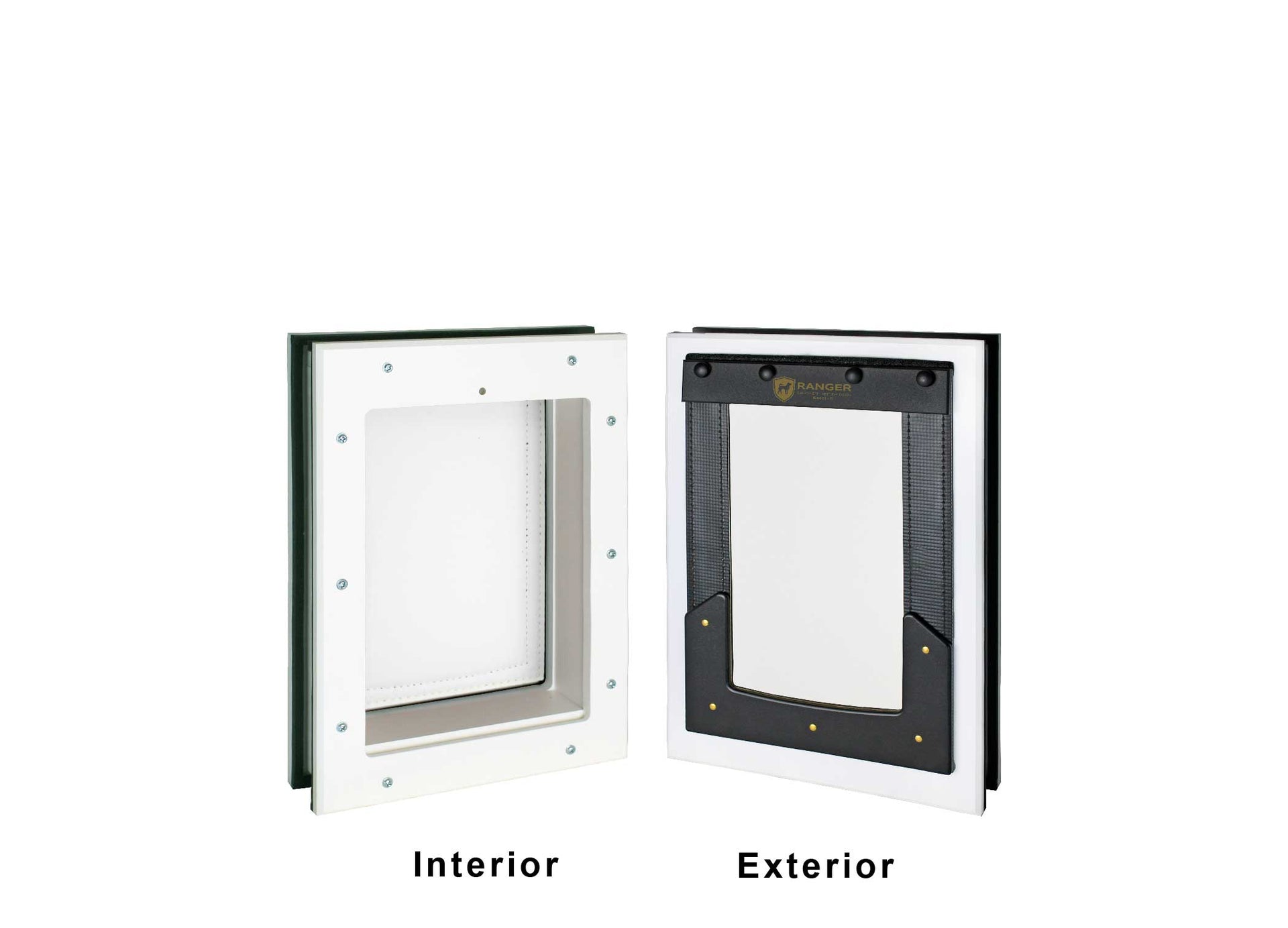 RANGER Pet Door for Doors White Frame White Flap Small DM-S-WHTWHT