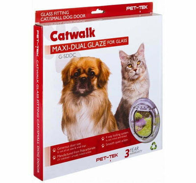 Pet-Tek Black Maxi Dual Glaze Glass Fitting Cat Flap G-SDDB