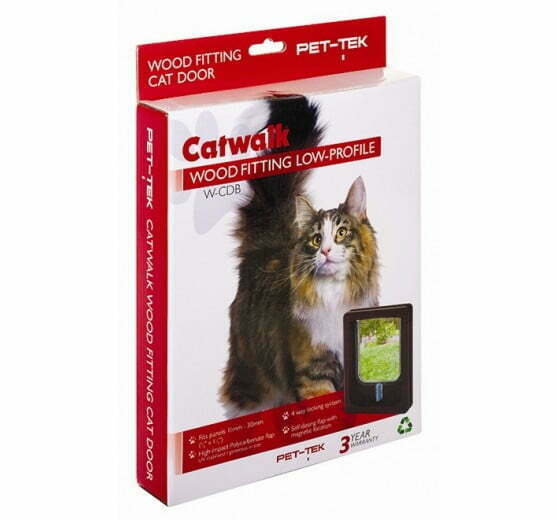 Pet-Tek Thin Panel Cat Flap Brown W-CDB
