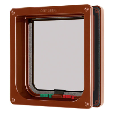 Closer Pets 4-Way Locking, Door Fitting cat flap Brown CP235B