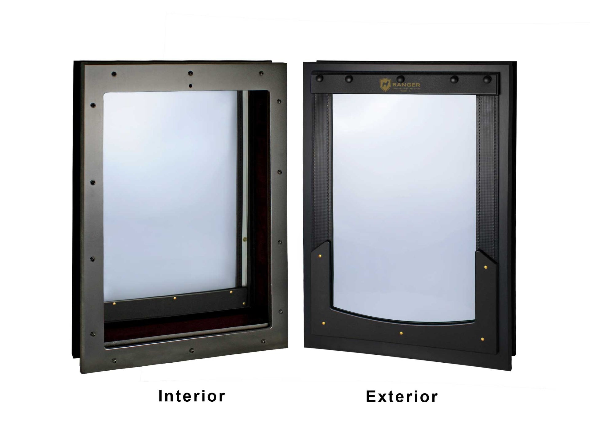 RANGER Pet Door for Doors Black Frame Clear Flap Large DM-L-BLKCLR
