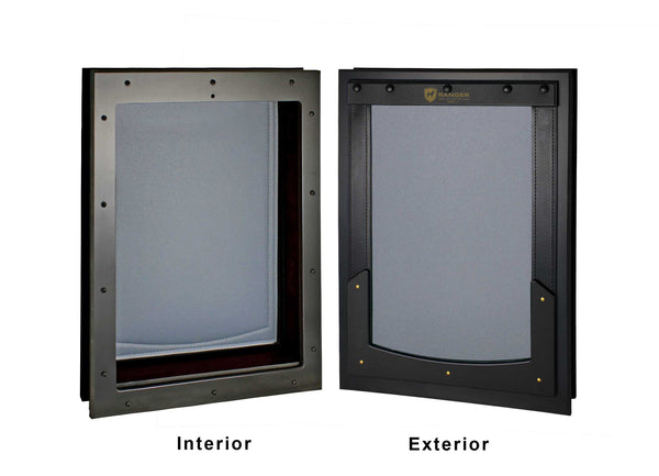 RANGER Pet Door for Doors Black Frame Grey Flap Large DM-L-BLKGRY