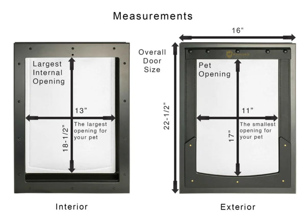 RANGER Pet Door for Doors Black Frame Grey Flap Large DM-L-BLKGRY
