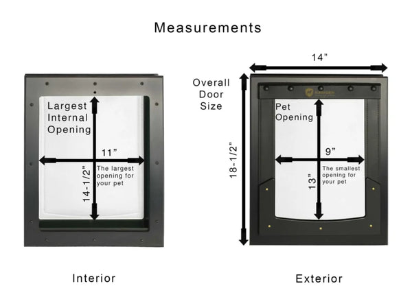 RANGER Pet Door for Doors Black Frame Grey Flap Medium DM-M-BLKGRY