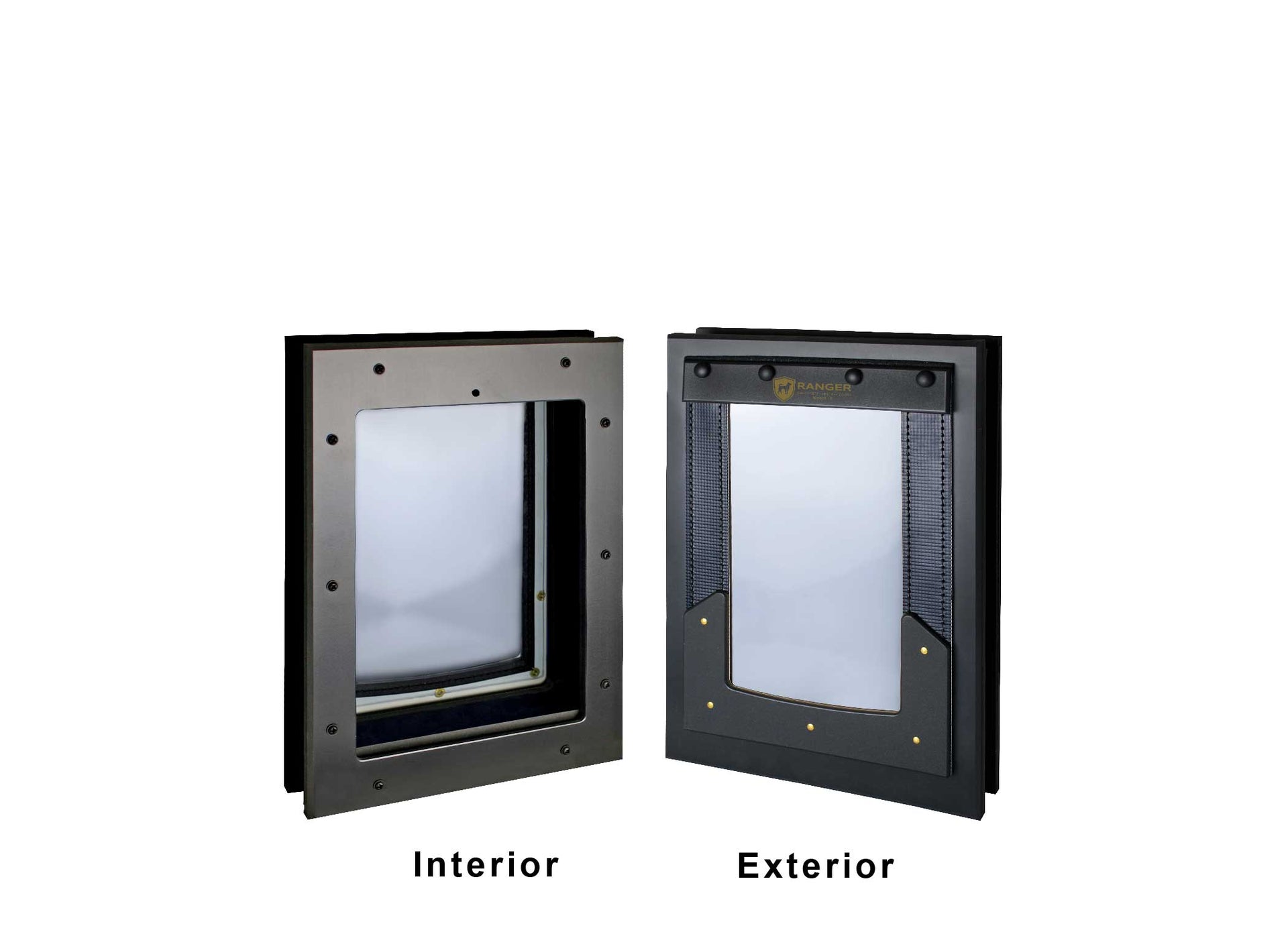 RANGER Pet Door for Doors Black Frame Clear Flap Large DM-L-BLKCLR
