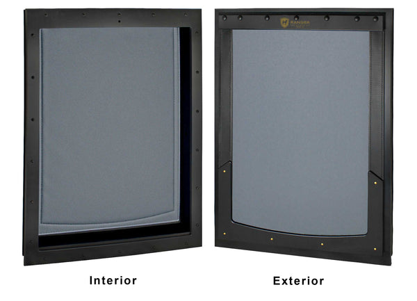RANGER Pet Door for Doors Black Frame Grey Flap Extra Large DM-XL-BLKGRY