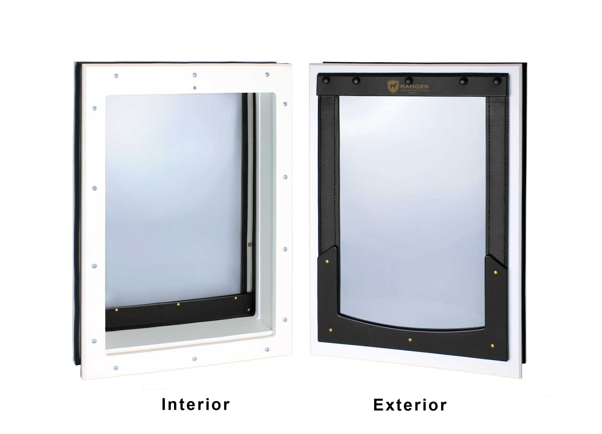 RANGER Pet Door for Doors Black Frame Clear Flap Large DM-L-BLKCLR