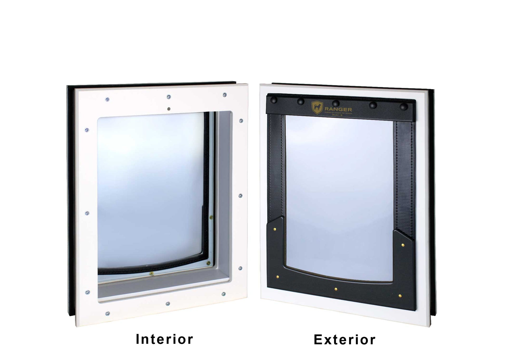 RANGER Pet Door for Doors Black Frame Clear Flap Large DM-L-BLKCLR