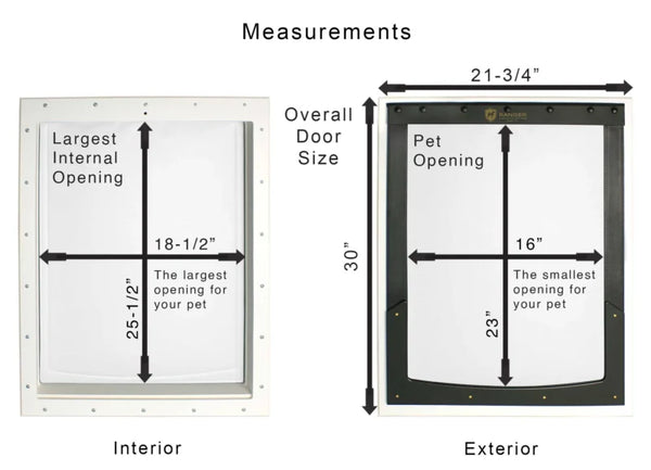 RANGER Pet Door for Doors White Frame White Flap Extra Large DM-XL-WHTWHT