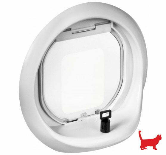 Pet-Tek Glass Fitting Magnetic Cat Flap White G-MCDW