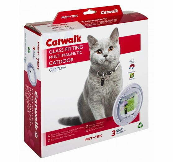 Pet-Tek Glass Fitting Magnetic Cat Flap White G-MCDW