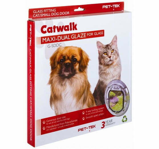 Pet-Tek Clear Maxi Dual Glaze Glass Fitting Cat Flap G-SDDC