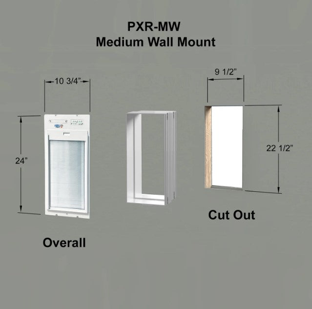 High Tech Roll Up Pet Door Medium Aluminium Tunnels for Wall installations x3
