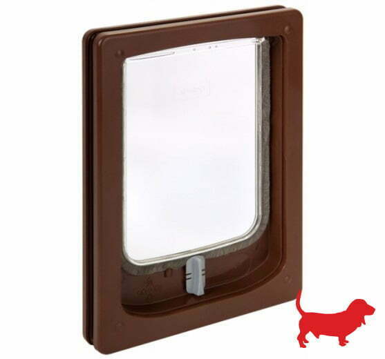 Pet-Tek Slimline Large Cat/ Small Dog Door Fitting Pet flap Brown W-SDDB