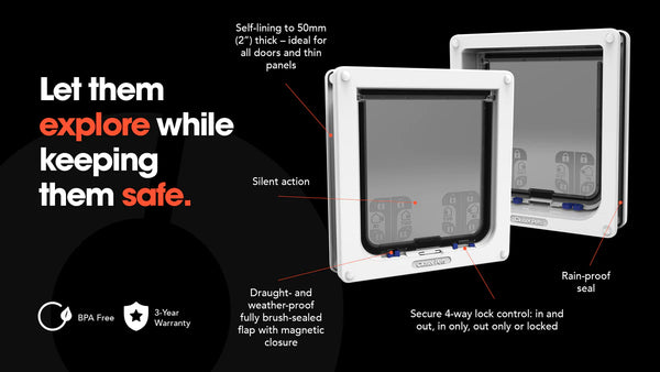 Closer Pets Large Cat / Small Dog Door fitting Pet Flap White CP221W