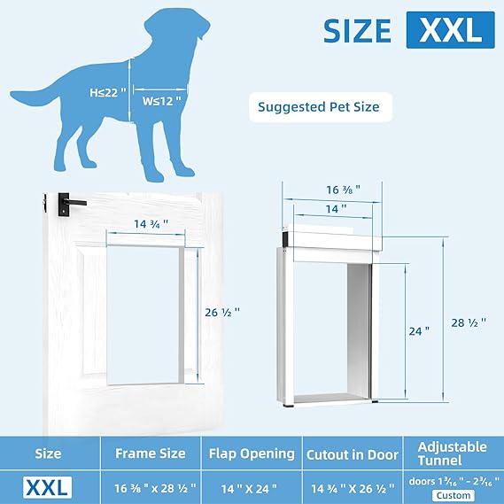 Tidy Tech Door Bell Activated Pet Door XX Large Size TTXXL