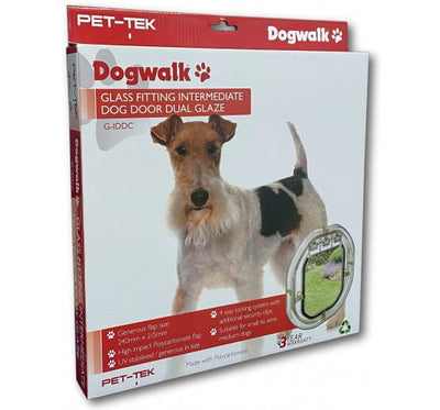 Pet-Tek White Glass Fitting Intermediate Dog Door G-IDDW